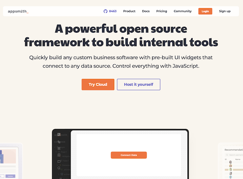 Screenshot of appsmith.com website